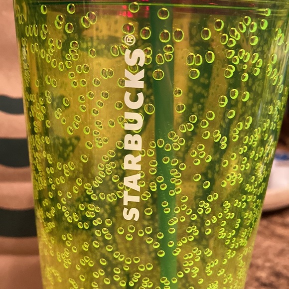 Starbucks Summer 2023 Tri-Colored Fluorescent Neon Yellow Bubble Cold Cup - Picture 3 of 9